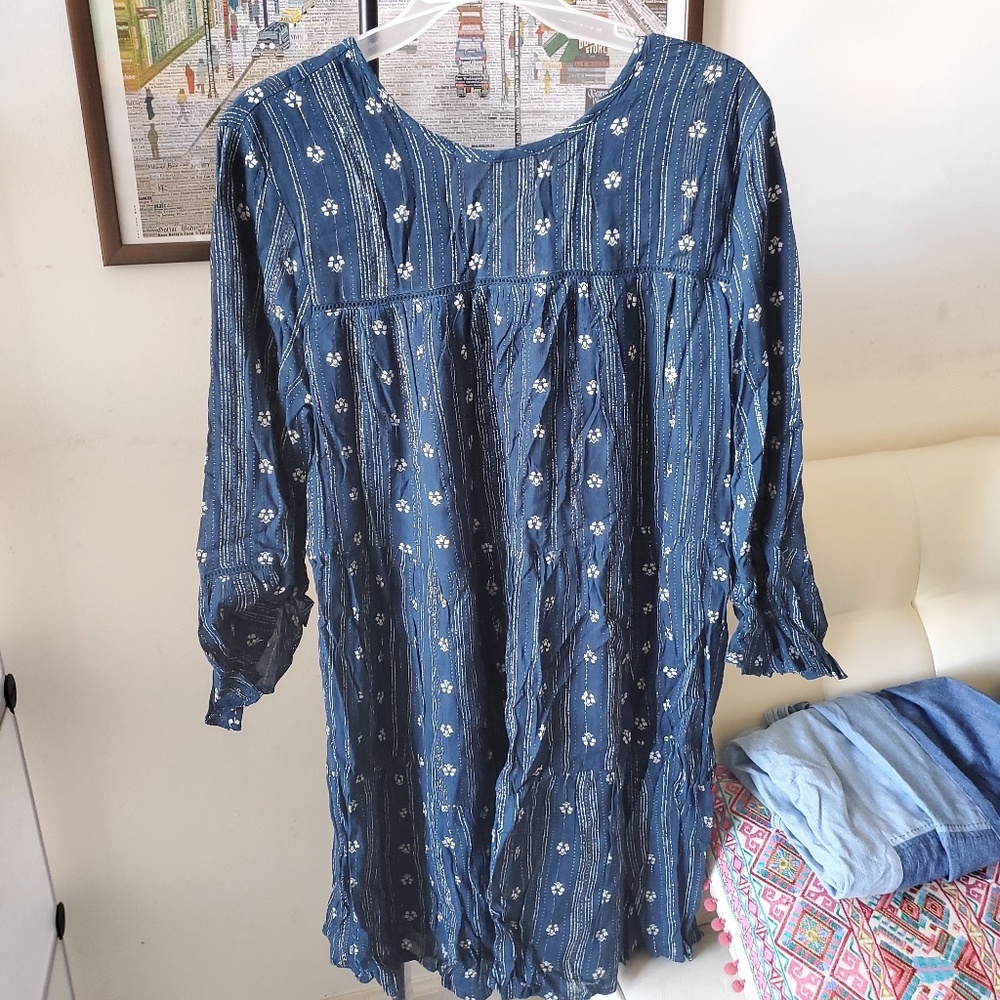 NWT Francescas Dark Teal Frill Embroidered Dress